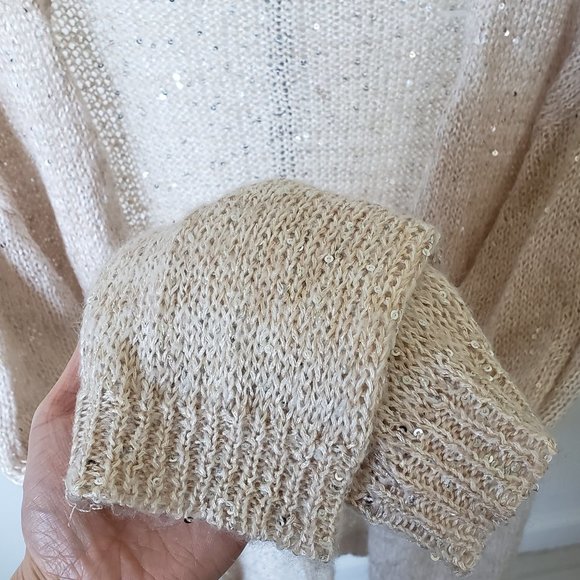 H&M Beige Sparkle Cardigan LIKE NEW! size LARGE - Picture 4 of 7